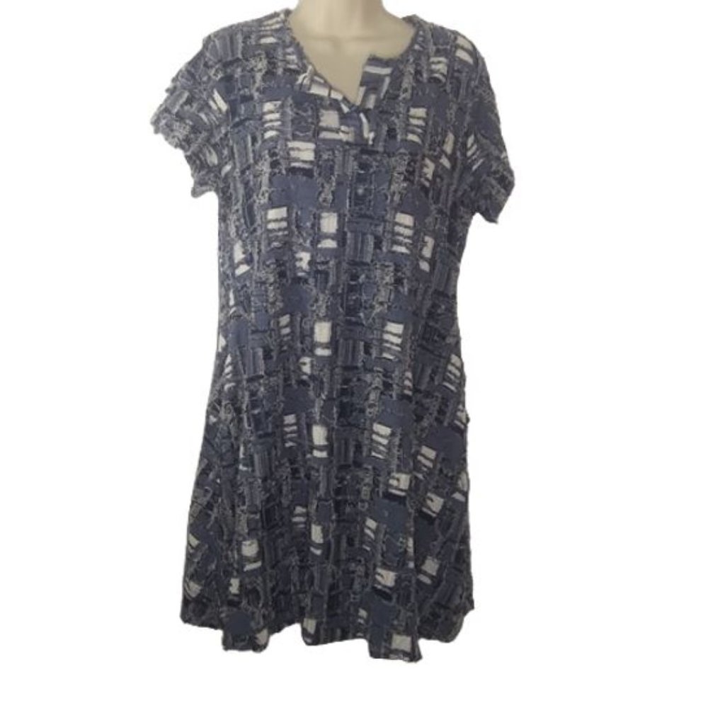 V by Violet Weekend Distressed Patchwork Dress with Pockets